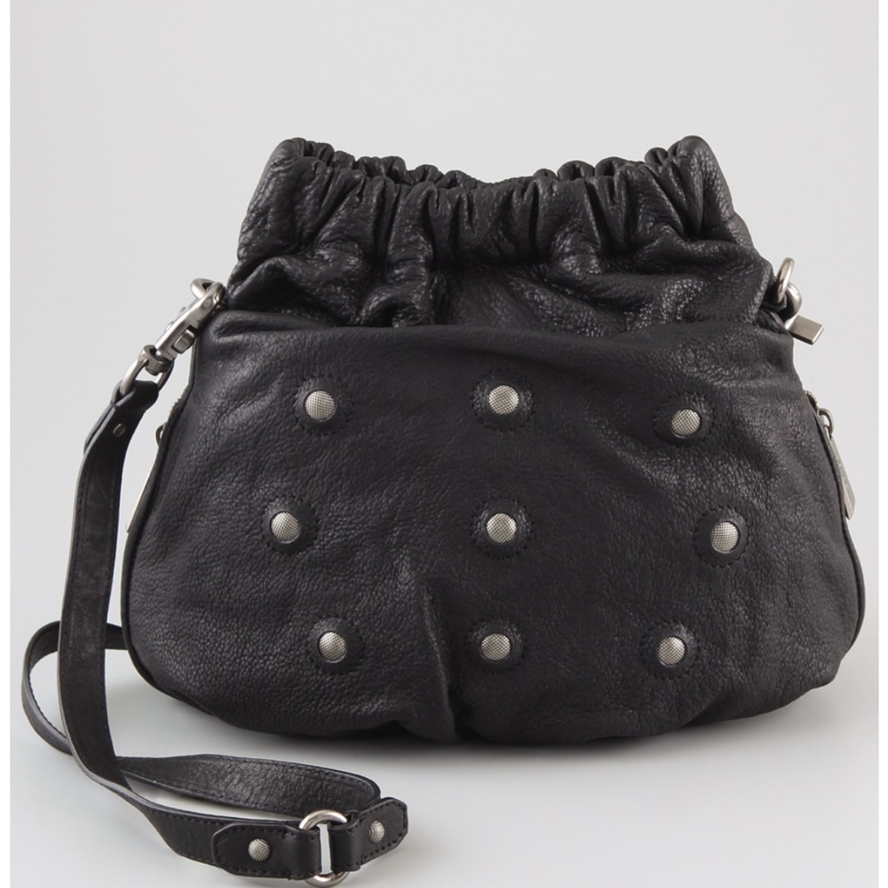 Botkier Black Leather Bucket Shoulder Bag Grommets Crossbody Adjustable